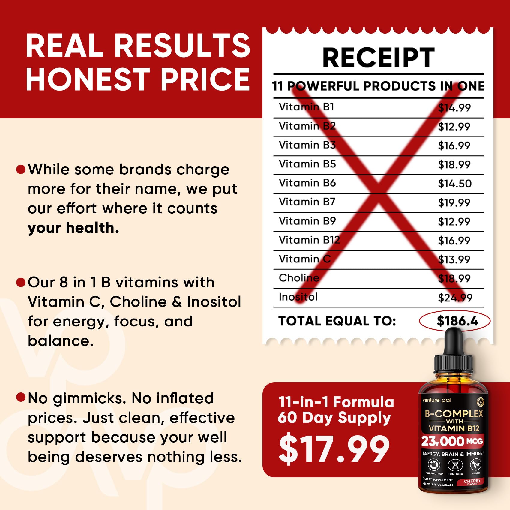 Venture Pal B Complex Liquid Drops – B12, B9 Folate, Immune & Energy Support