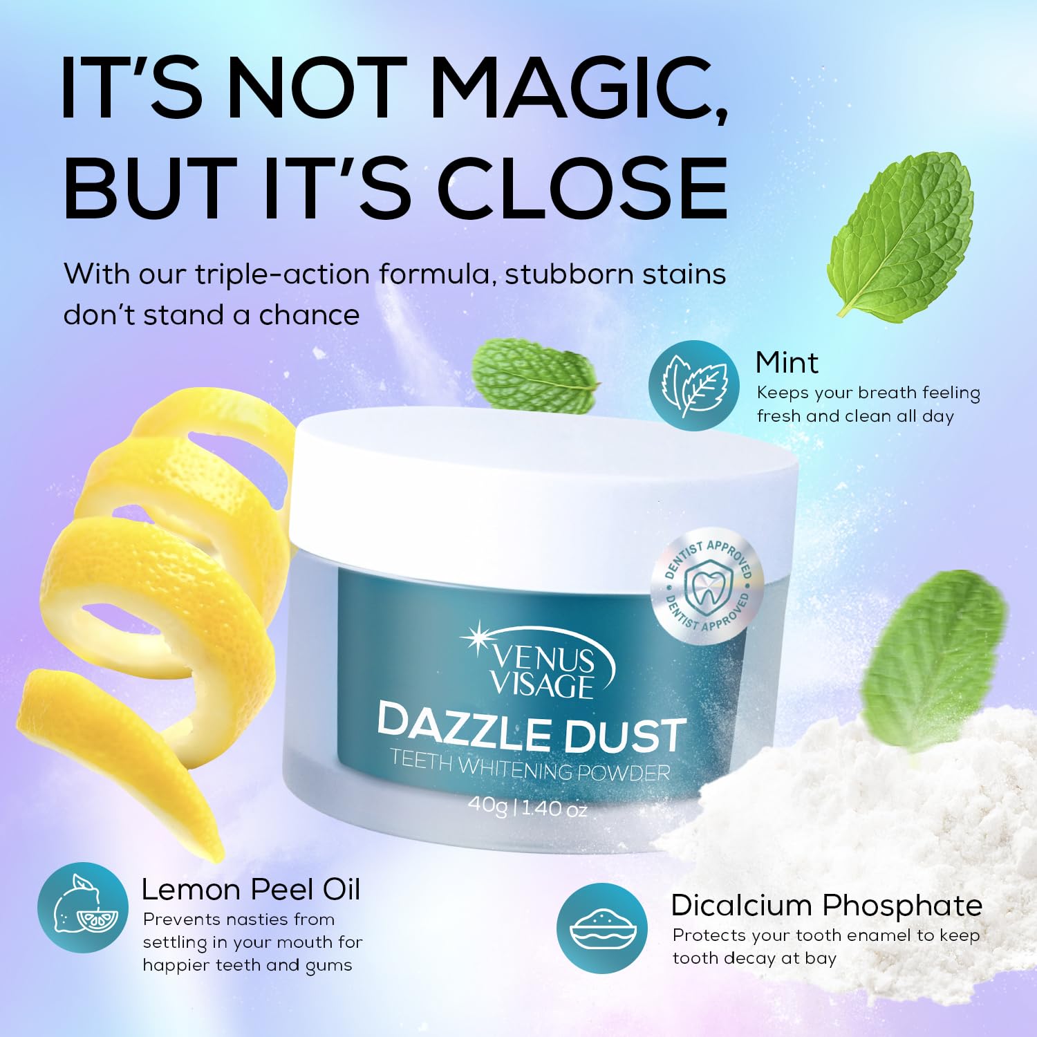 Venus Visage Dazzle Dust Teeth Whitening Powder – Enamel-Safe, 40 g