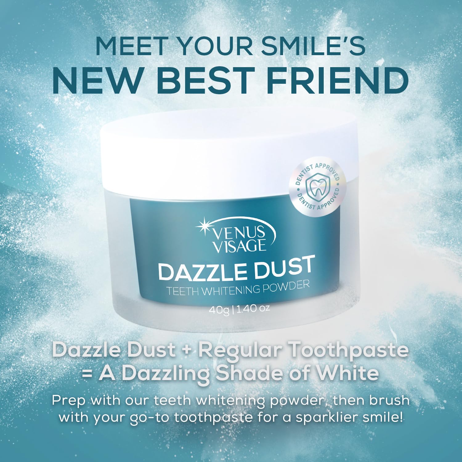 Venus Visage Dazzle Dust Teeth Whitening Powder – Enamel-Safe, 40 g