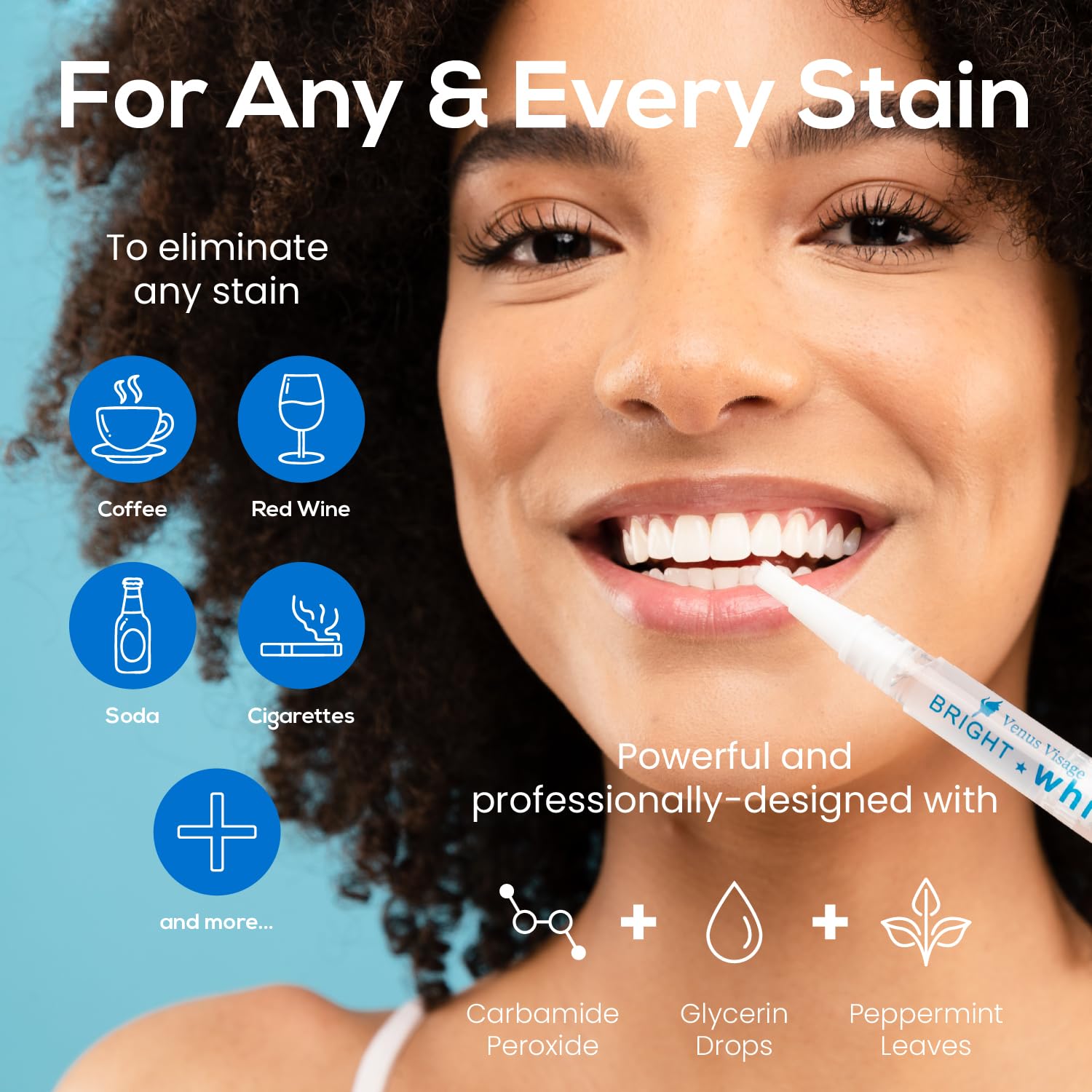 Venus Visage Award-Winning Teeth Whitening Pen – 20+ Uses, Mint (0.07 Fl Oz x4)