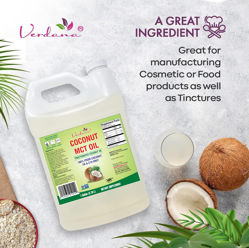Verdana MCT Oil – 100% Coconut-Derived, 1 Gal | Kosher, Vegan, Non-GMO
