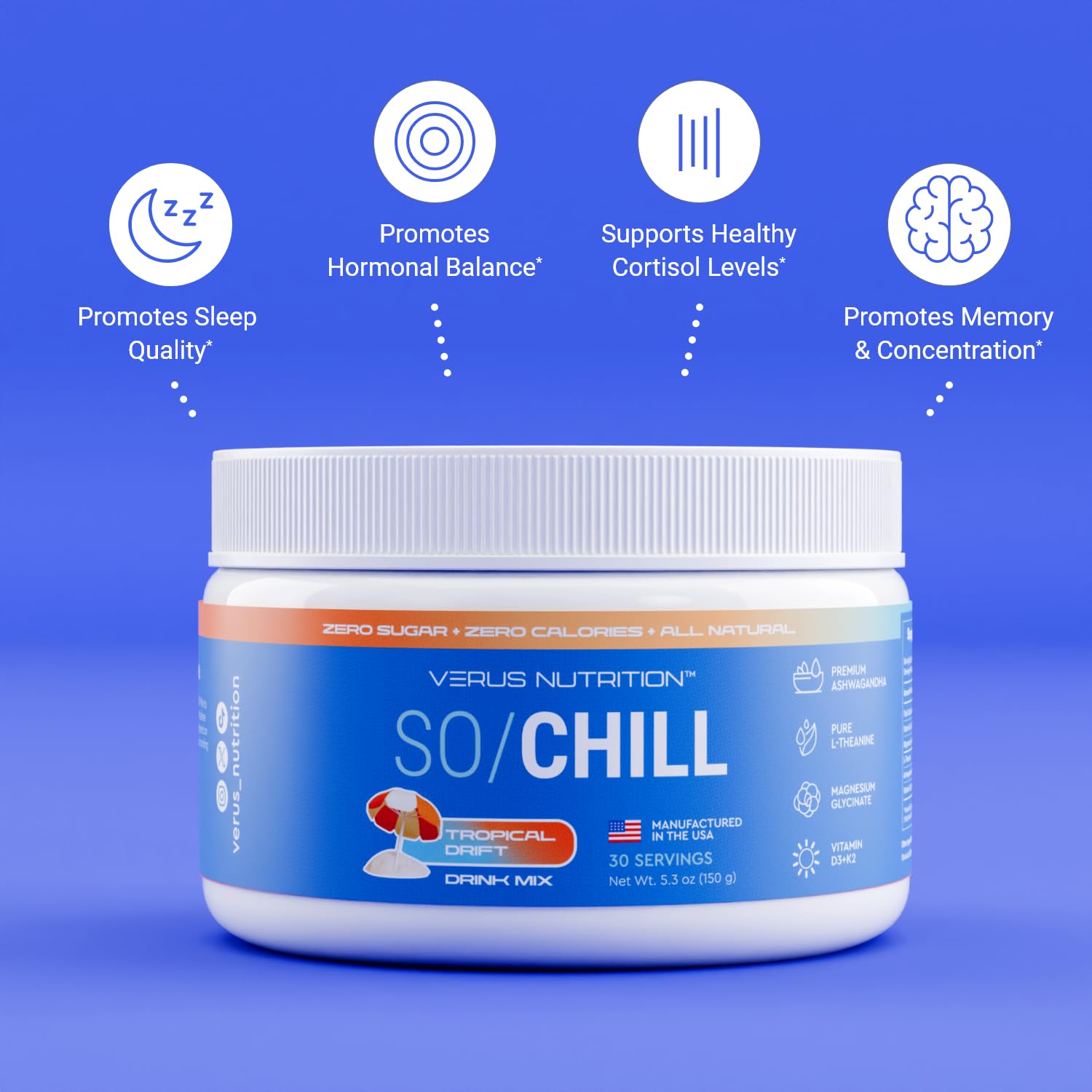 VERUS NUTRITION SoChill Powdered Drink Mix – Tropical Drift (No Sugar)