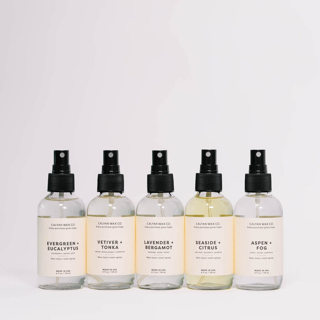 Calyan Wax Co. Vetiver & Tonka Room Spray - Non-Toxic Natural Air Freshener, Essential Oils, 4 fl oz