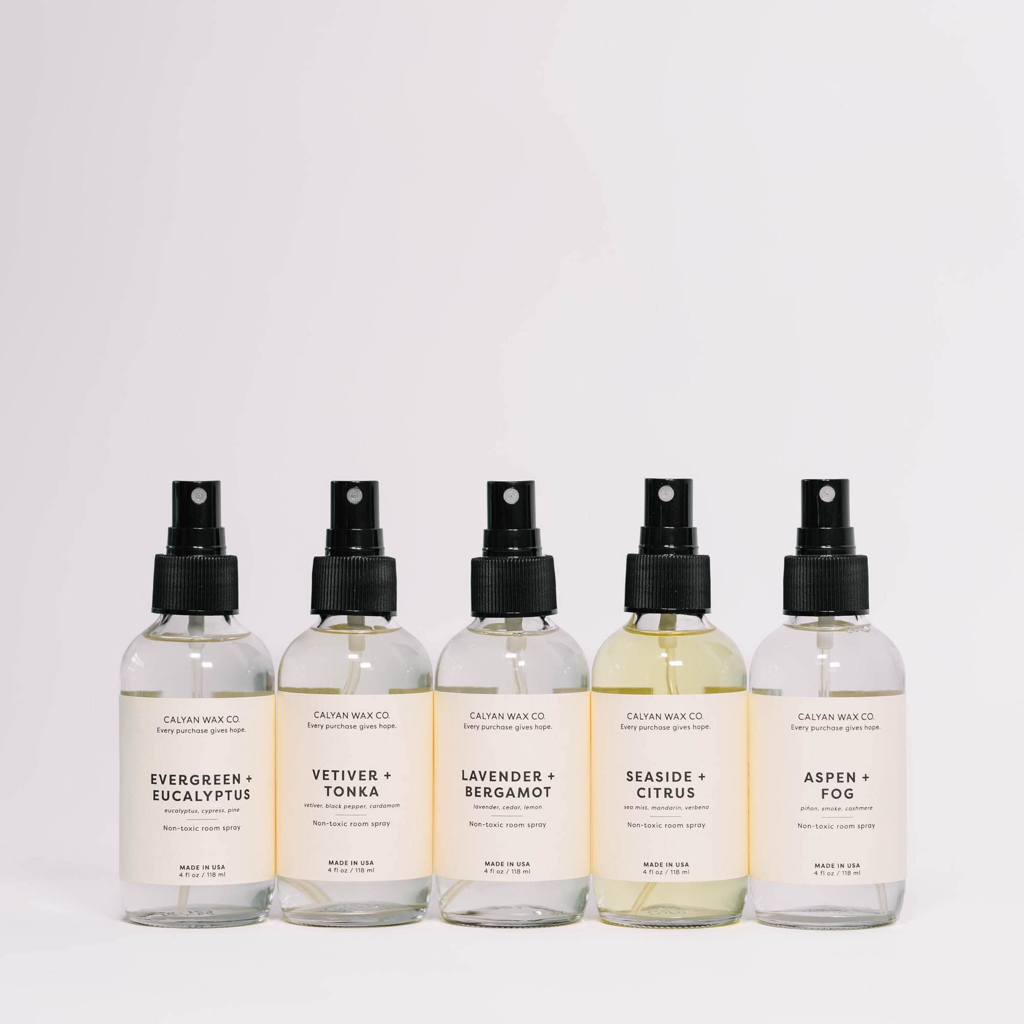 Calyan Wax Co. Vetiver & Tonka Room Spray - Non-Toxic Natural Air Freshener, Essential Oils, 4 fl oz