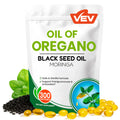VEV 300mg Oil of Oregano with Black Seed Oil & Moringa – Organic Carvacrol-Rich Softgels
