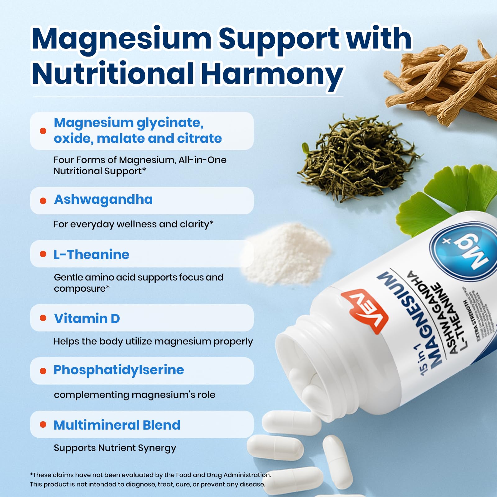 VEV DeepCalm 15-in-1 Magnesium Glycinate Complex – 60 Vegan Capsules