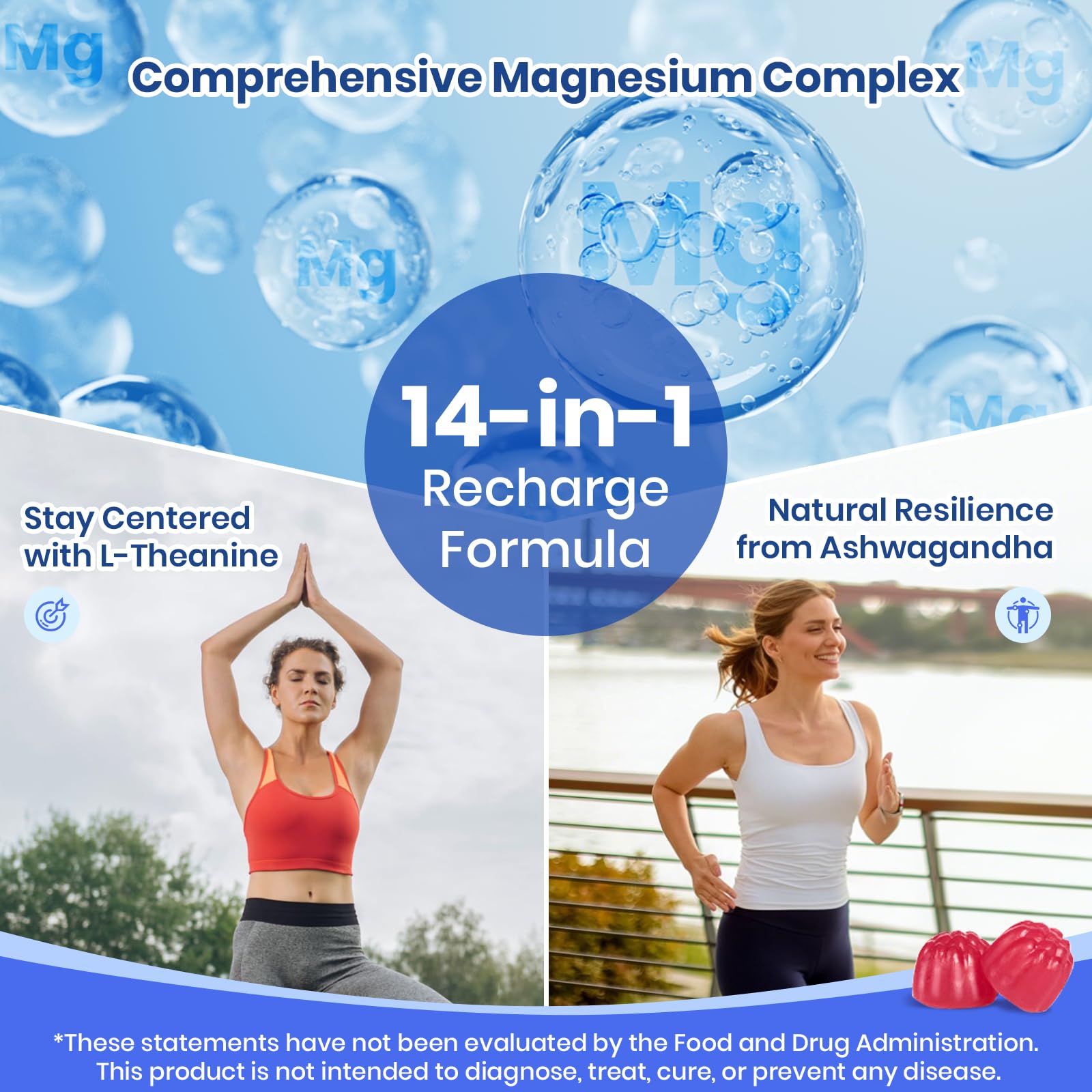 VEV Magnesium Complex DeepCalm 14-in-1 Gummies – Vegan Glycinate with Ashwagandha, L-Theanine, Vitamin D3 & Zinc | 90 Gummies