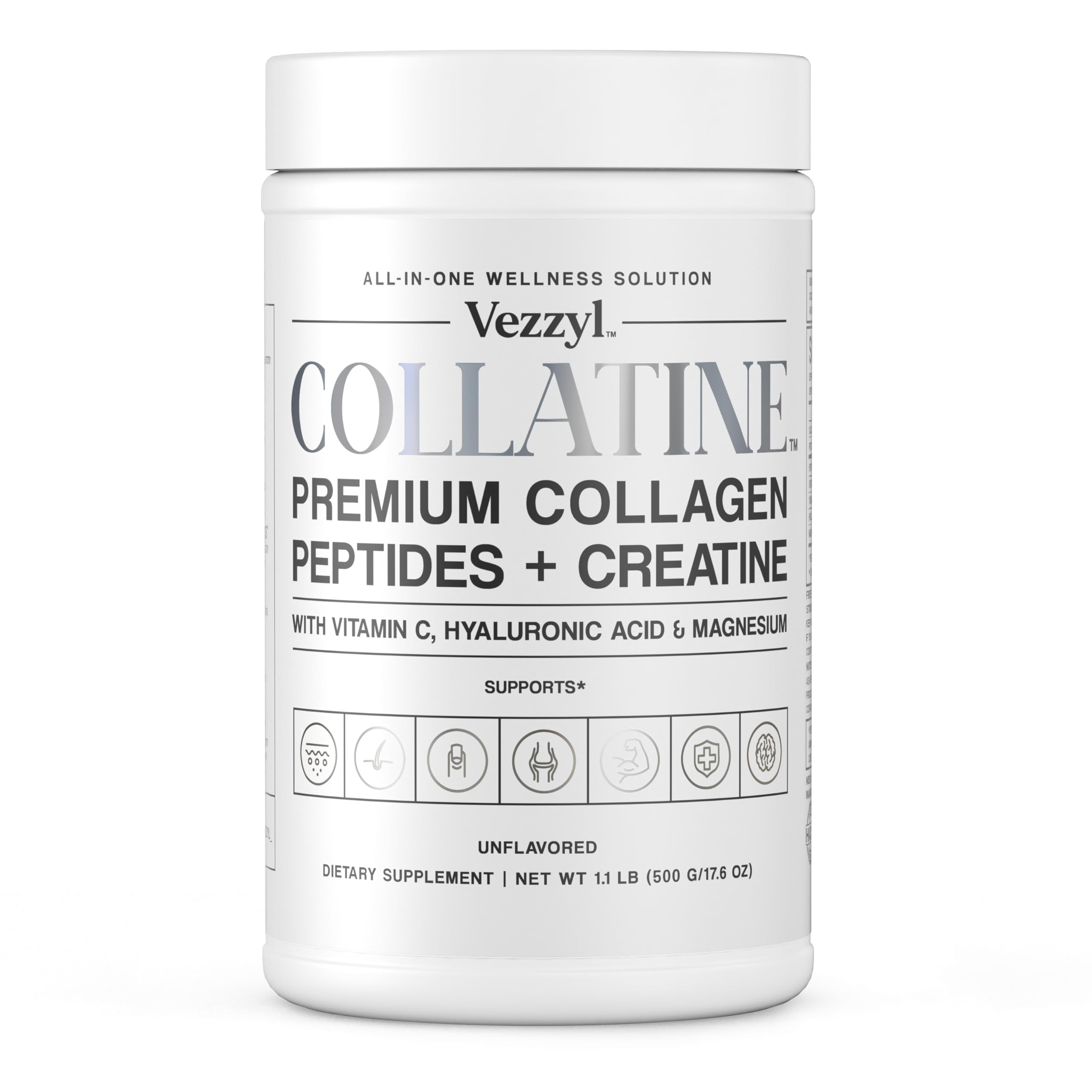 Vezzyl Collatine: Premium Collagen Peptides + Creatine with Vitamin C, Hyaluronic Acid & Magnesium
