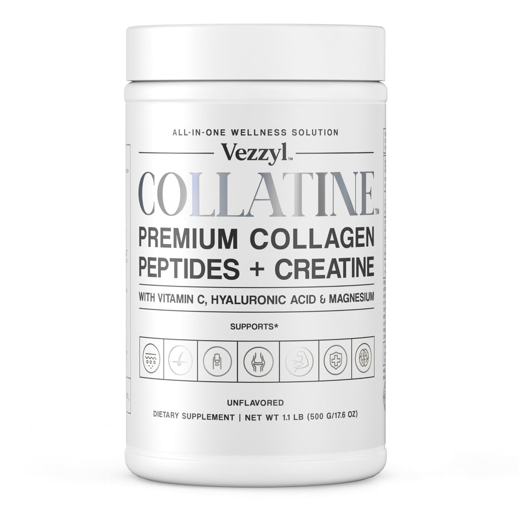 Vezzyl Collatine: Premium Collagen Peptides + Creatine with Vitamin C, Hyaluronic Acid & Magnesium