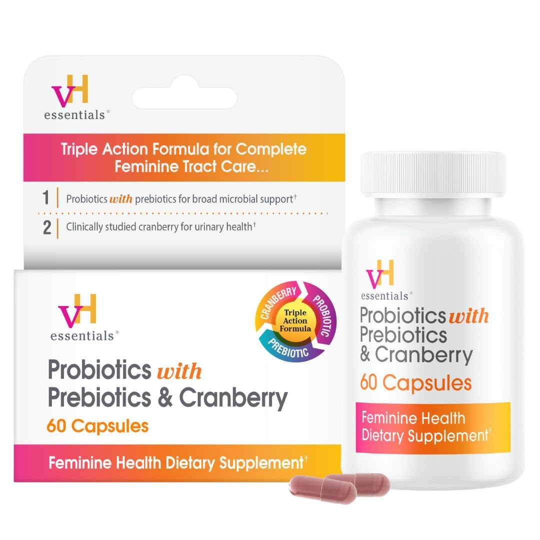 vH Essentials Probiotics for Women – Prebiotics, Cranberry & Vitamin C | 60 Capsules