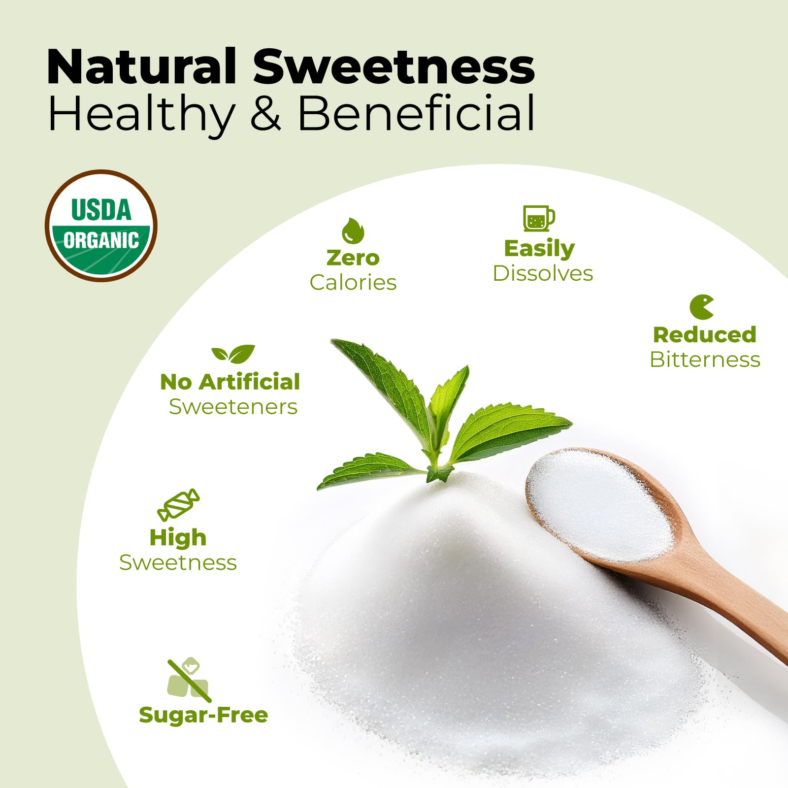 Viccoky Organic Stevia Powder 3oz (86g) – Sugar-Free, 0 Calories, No Additives