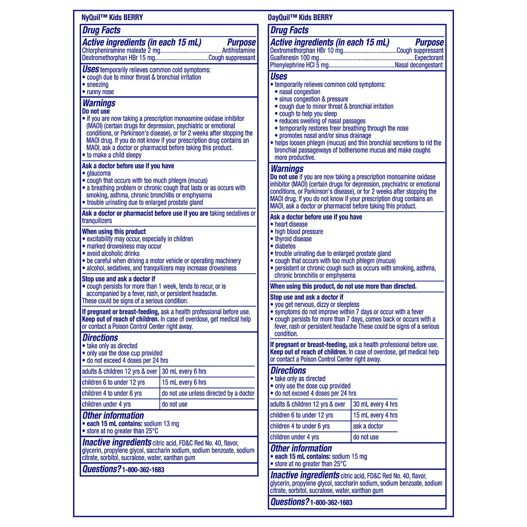 Vicks Kids DayQuil & NyQuil Berry Co-Pack – 6+ Multi-Symptom Relief
