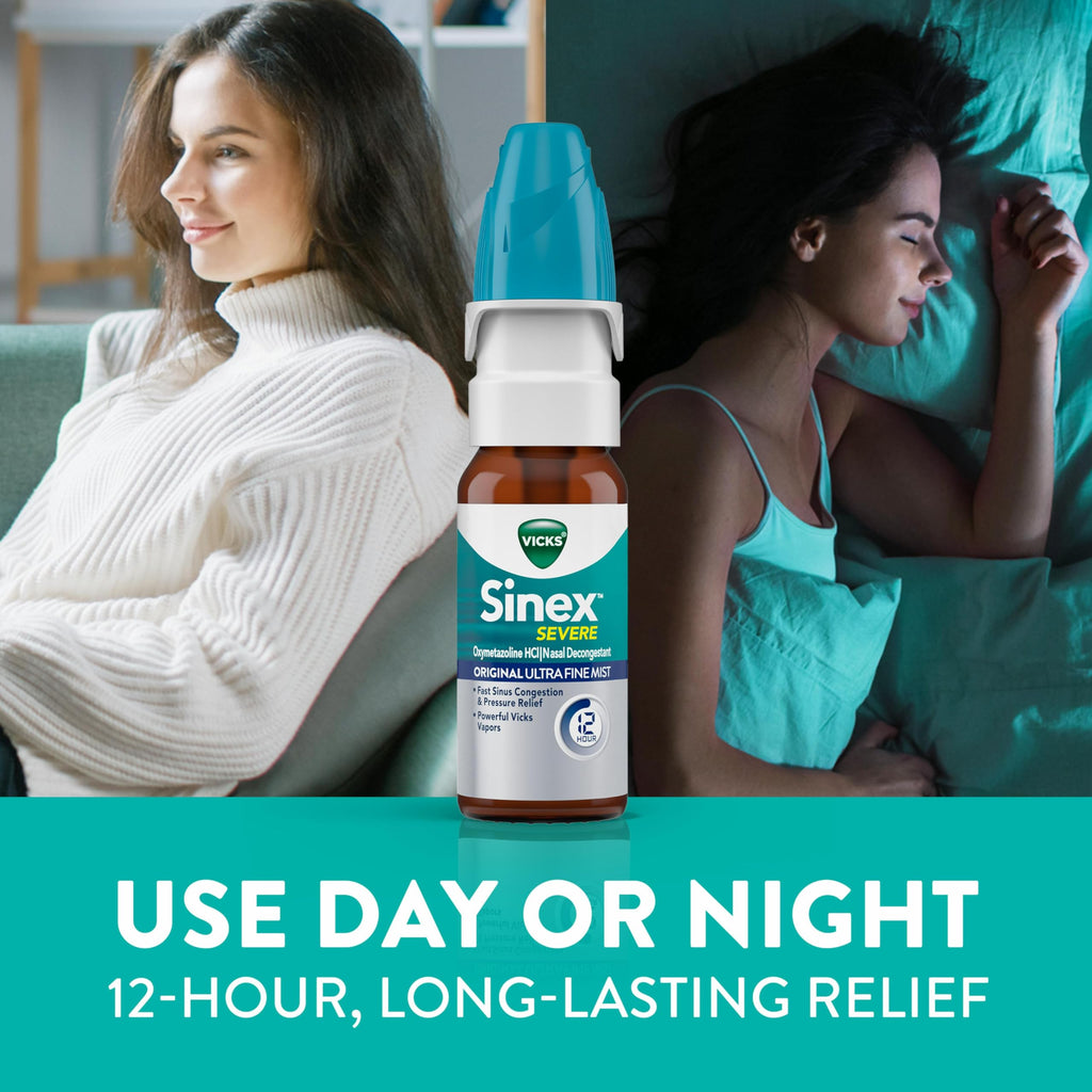 Vicks Sinex Severe Allergy & Sinus Nasal Spray – Ultra Fine Mist, 12-Hour Relief (265 Sprays x 2)