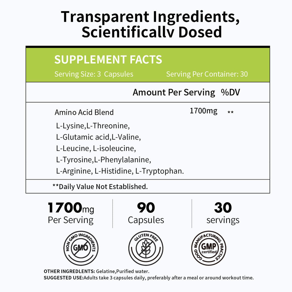 Vicwell Amino Acid – Supports Muscle Recovery & Lean Muscle Growth | 180 Capsules (2 Bottles)