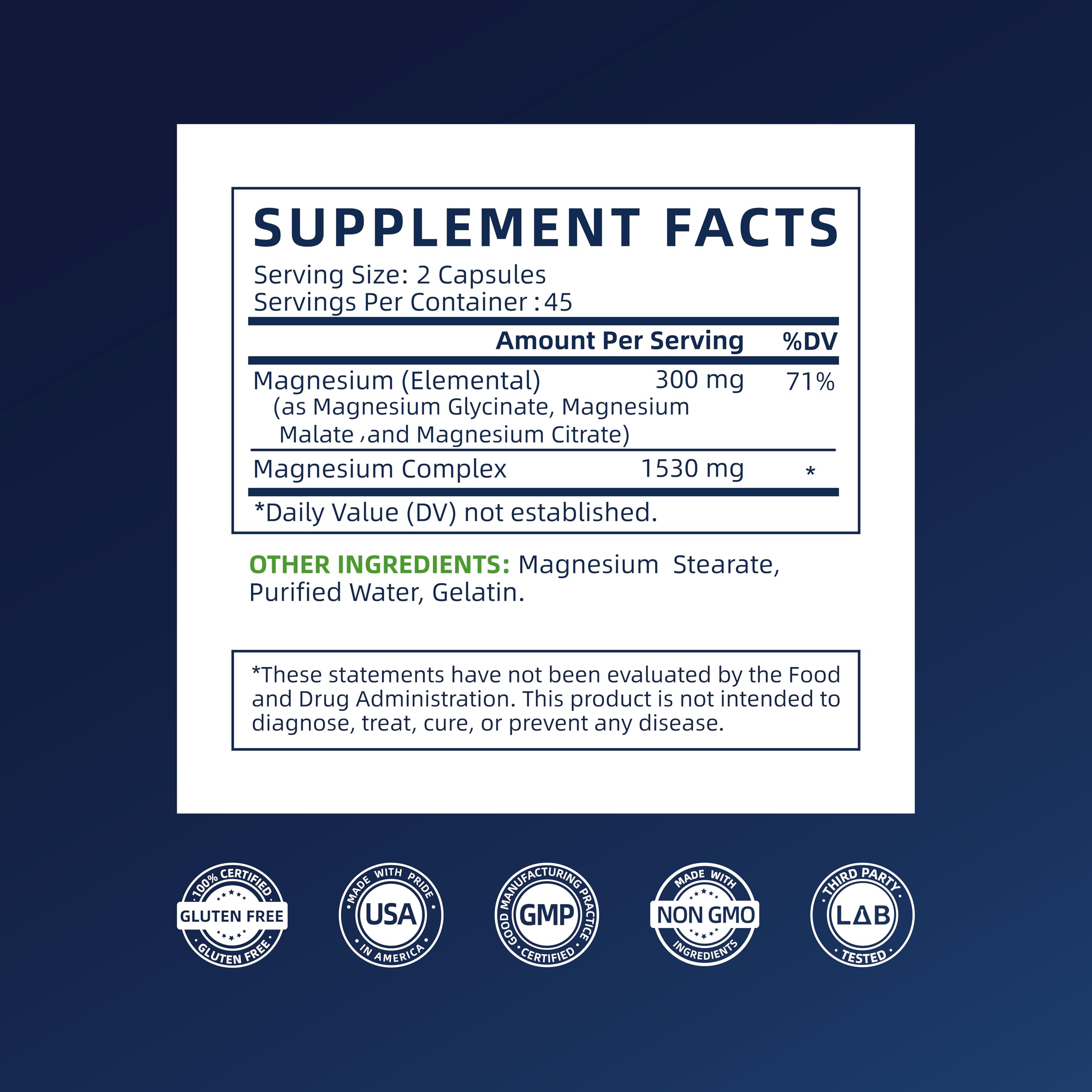 Vicwell Triple Magnesium Complex – 300mg Mg (Malate, Glycinate, Citrate) – 90 Capsules | Stress Relief & Sleep