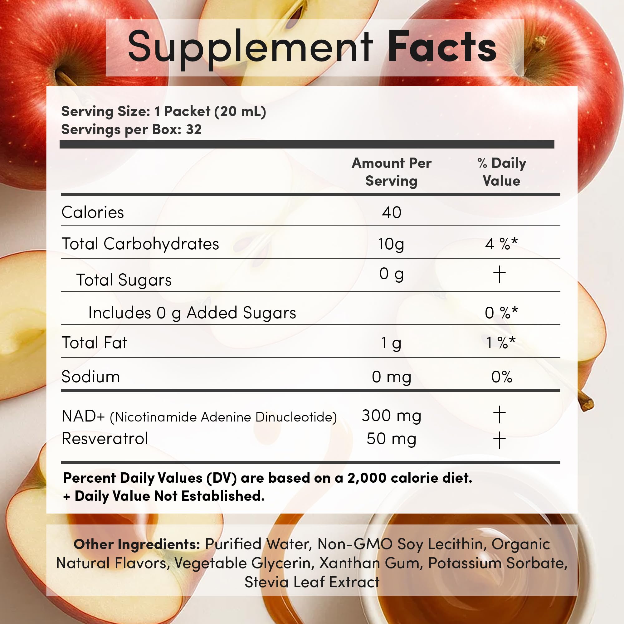 Vida Lifescience Liposomal NAD+ + Resveratrol — Vegan, Gluten-Free, Non-GMO (32 Packets)