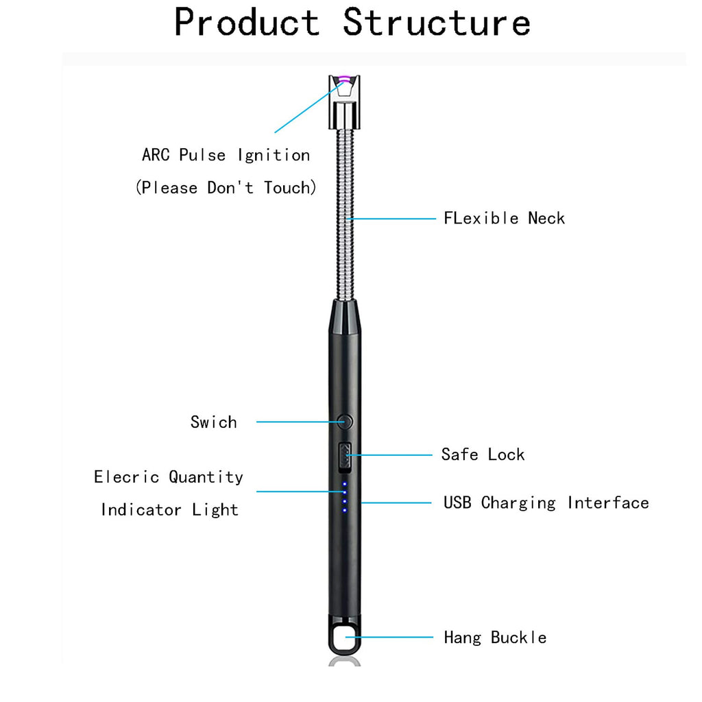 Vidisan Rechargeable Candle Lighter & Wick Trimmer – Candle Accessory Set (USB, Black)