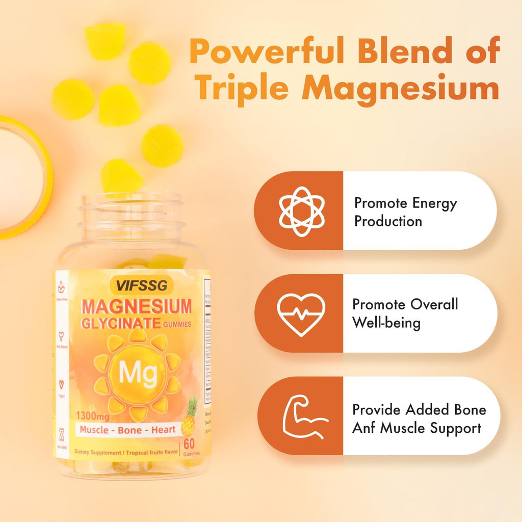 VIFSSG Magnesium Glycinate Gummies 500 mg | Triple Magnesium Complex