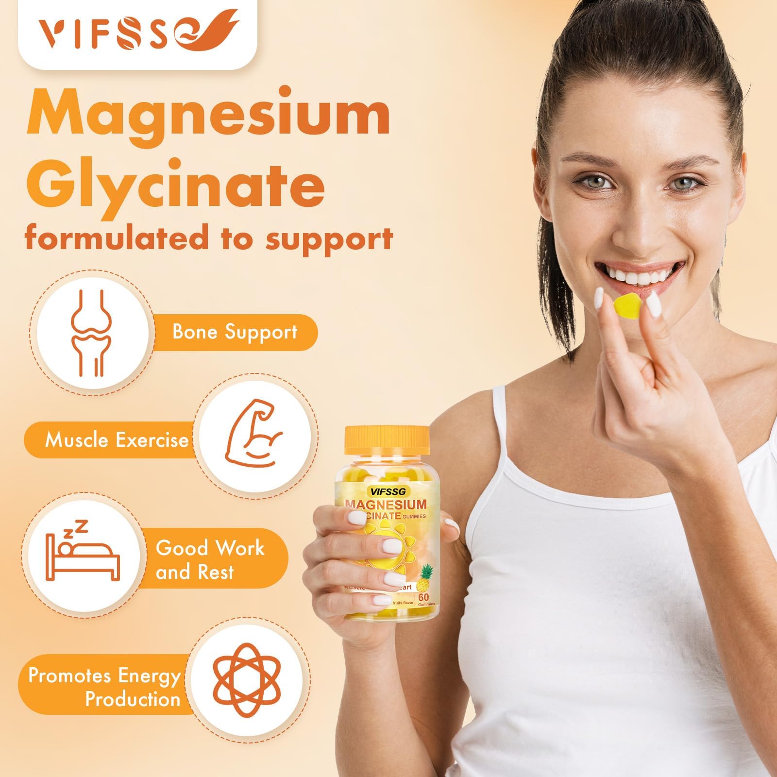 VIFSSG Magnesium Glycinate Gummies 500 mg | Triple Magnesium Complex
