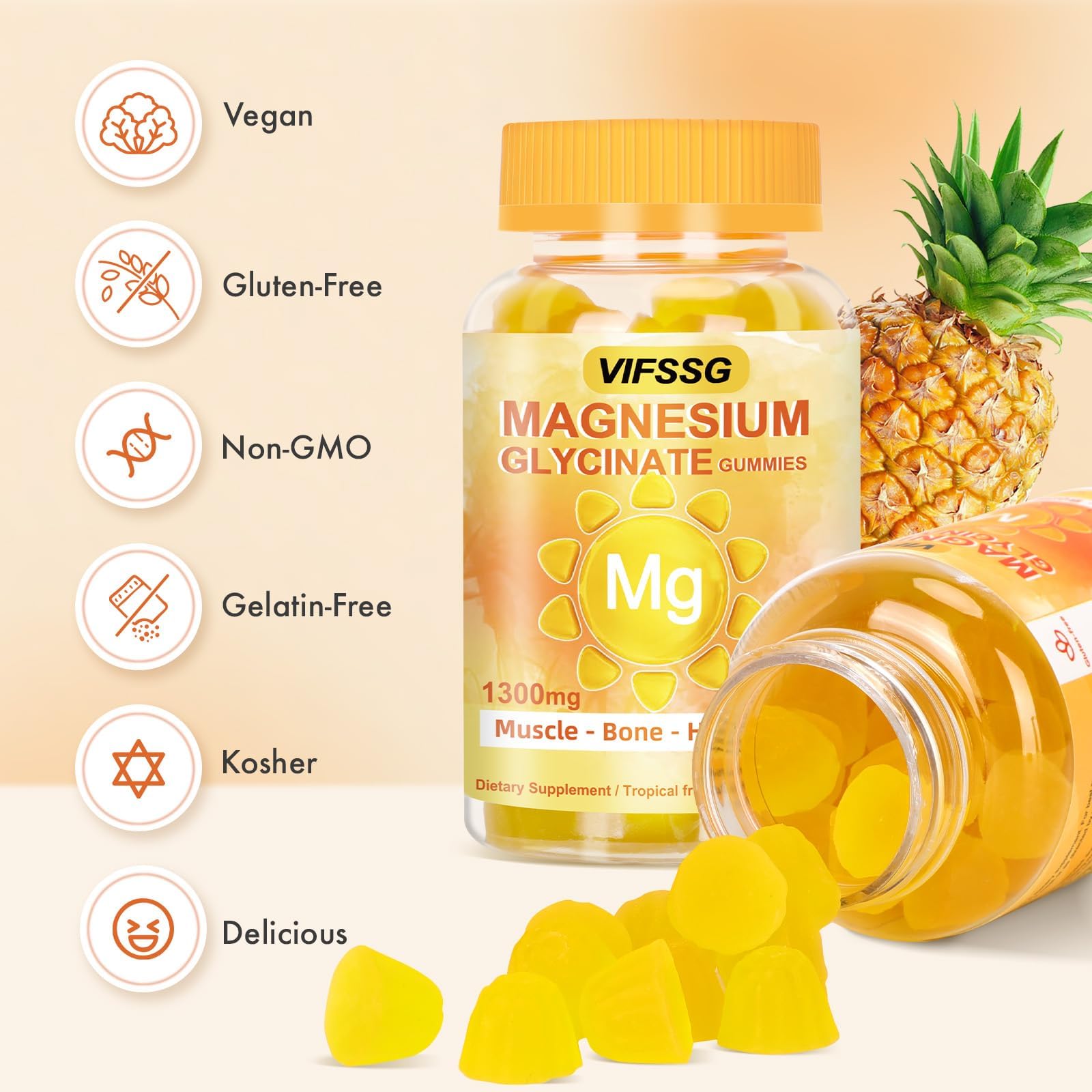 VIFSSG Magnesium Glycinate Gummies 500 mg | Triple Magnesium Complex