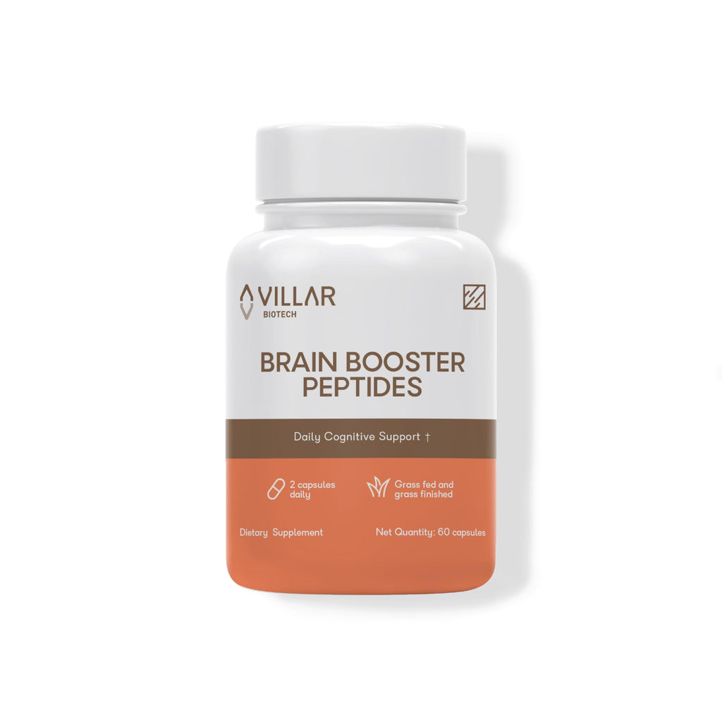 VILLAR BIOTECH Brain Booster Peptides – Grass-Fed Bovine Brain – 60 Capsules