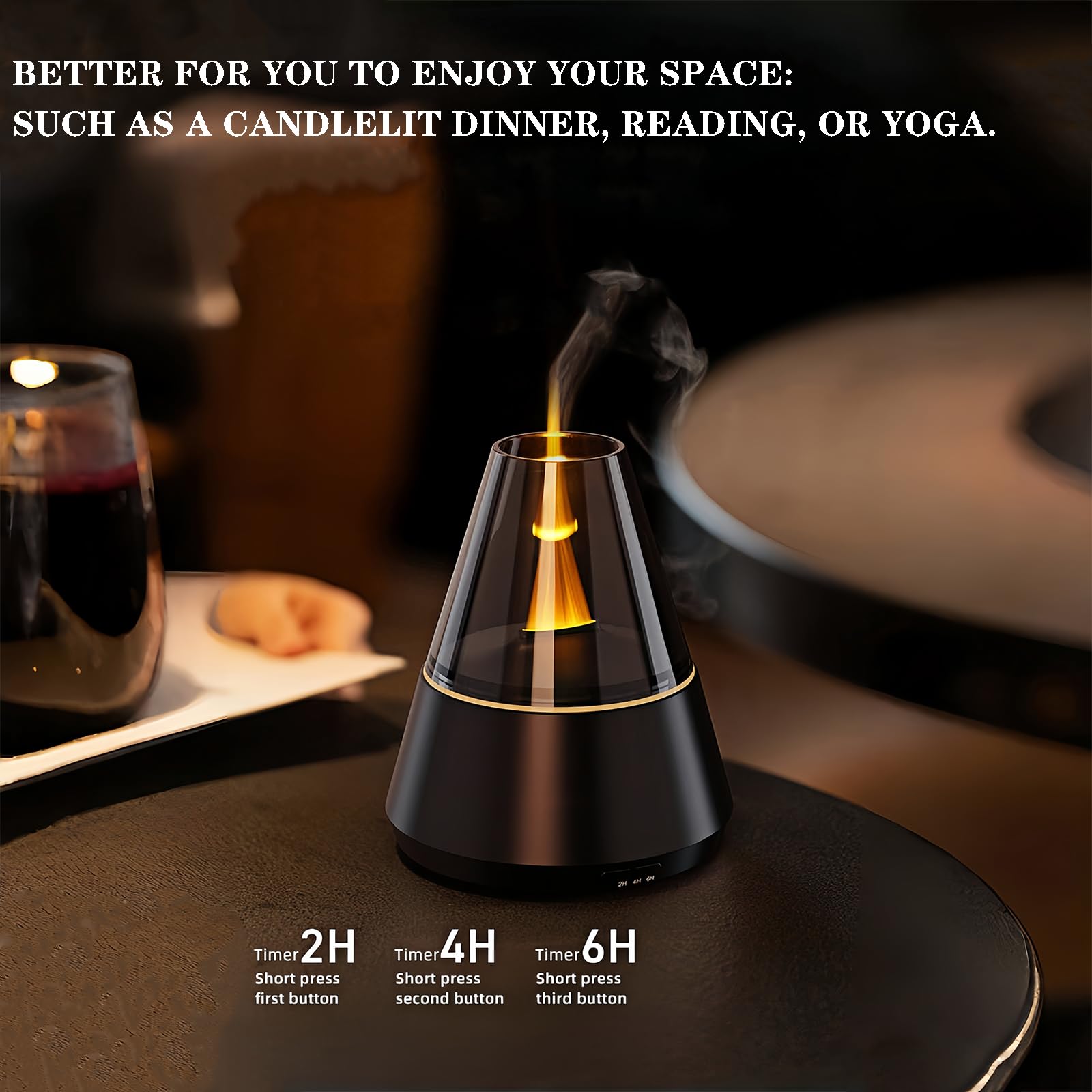 Villelei Candle Flame Essential Oil Diffuser – 7-Color LED Ultrasonic Humidifier with Timer