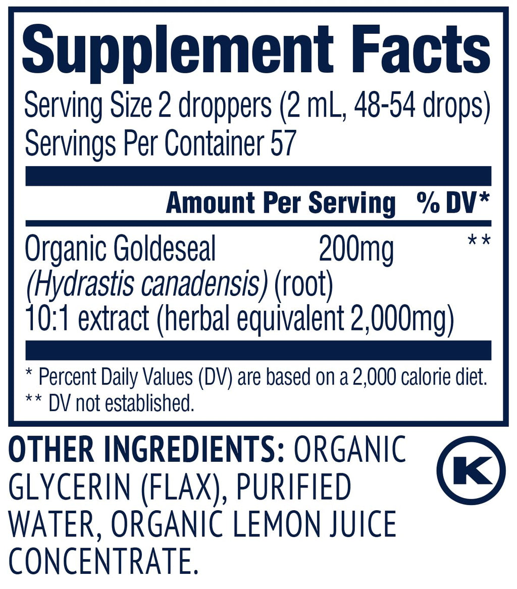 Vimergy USDA Organic Goldenseal Tincture – 115 mL, 57 Servings, Alcohol-Free