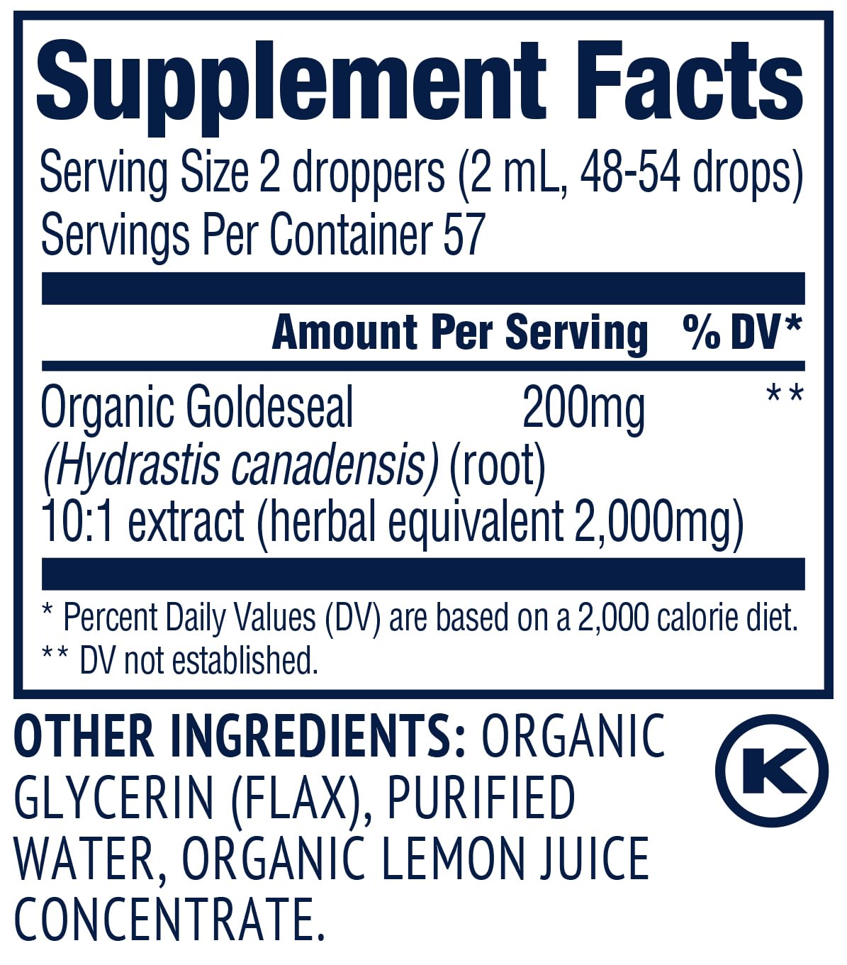 Vimergy USDA Organic Goldenseal Tincture – 115 mL, 57 Servings, Alcohol-Free