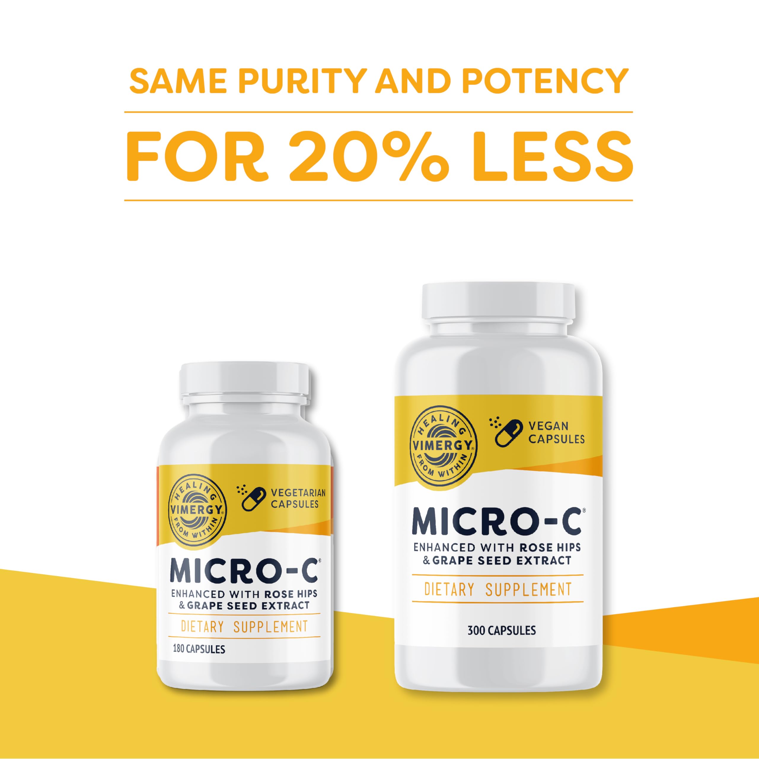 Vimergy Micro-C Vitamin C Capsules – 500mg, 300 Count, Vegan, Kosher, Gluten-Free