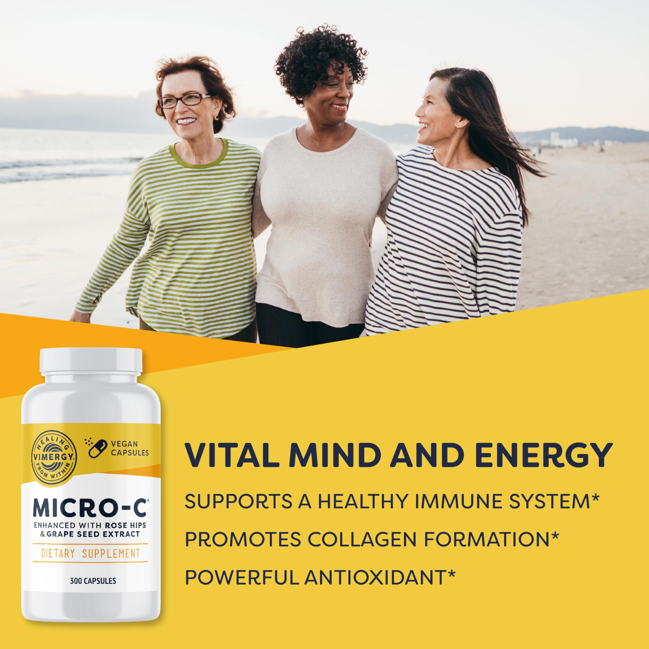 Vimergy Micro-C Vitamin C Capsules – 500mg, 300 Count, Vegan, Kosher, Gluten-Free