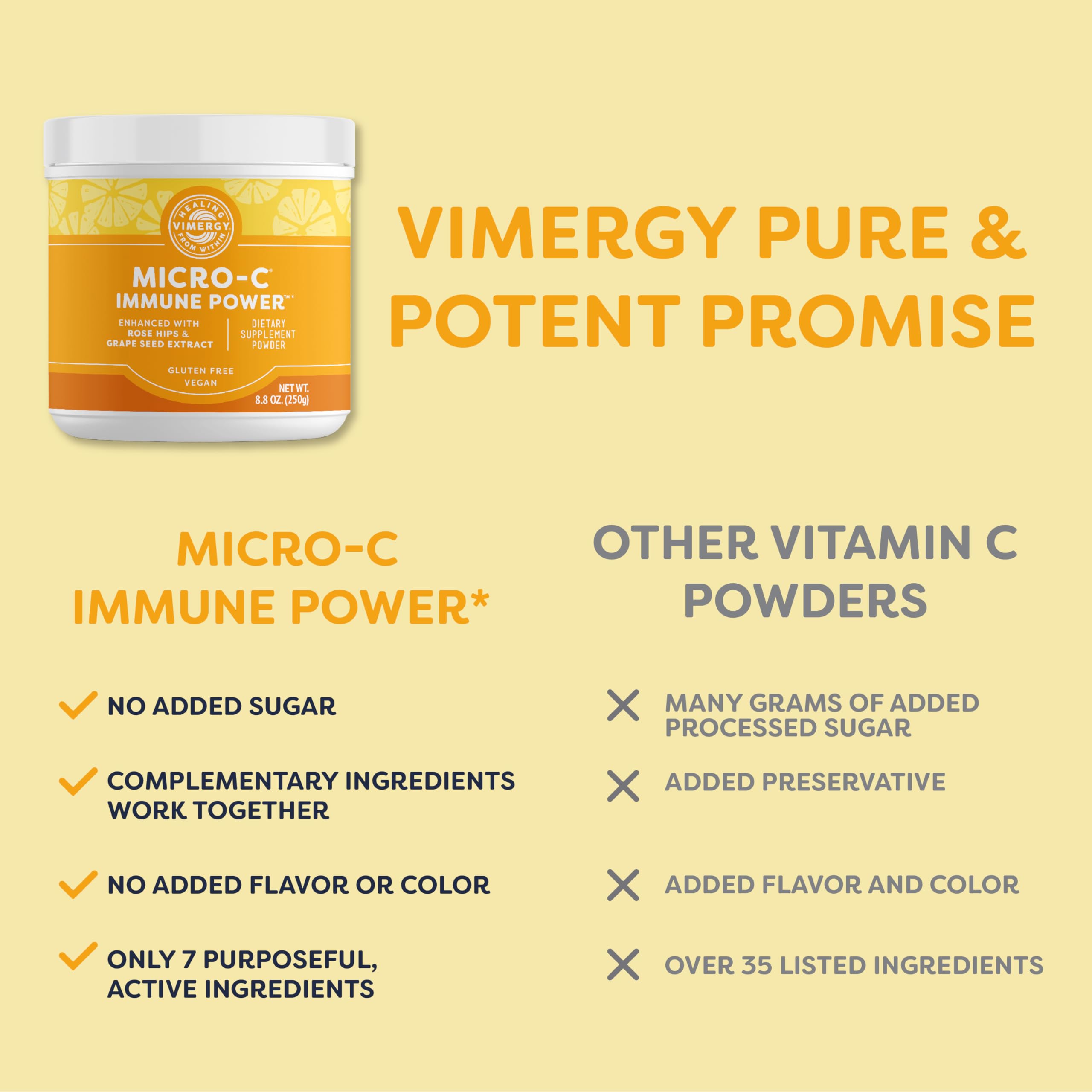 Vimergy Micro-C Immune Power Powder – 250g, 69 Servings, 2000mg Vitamin C
