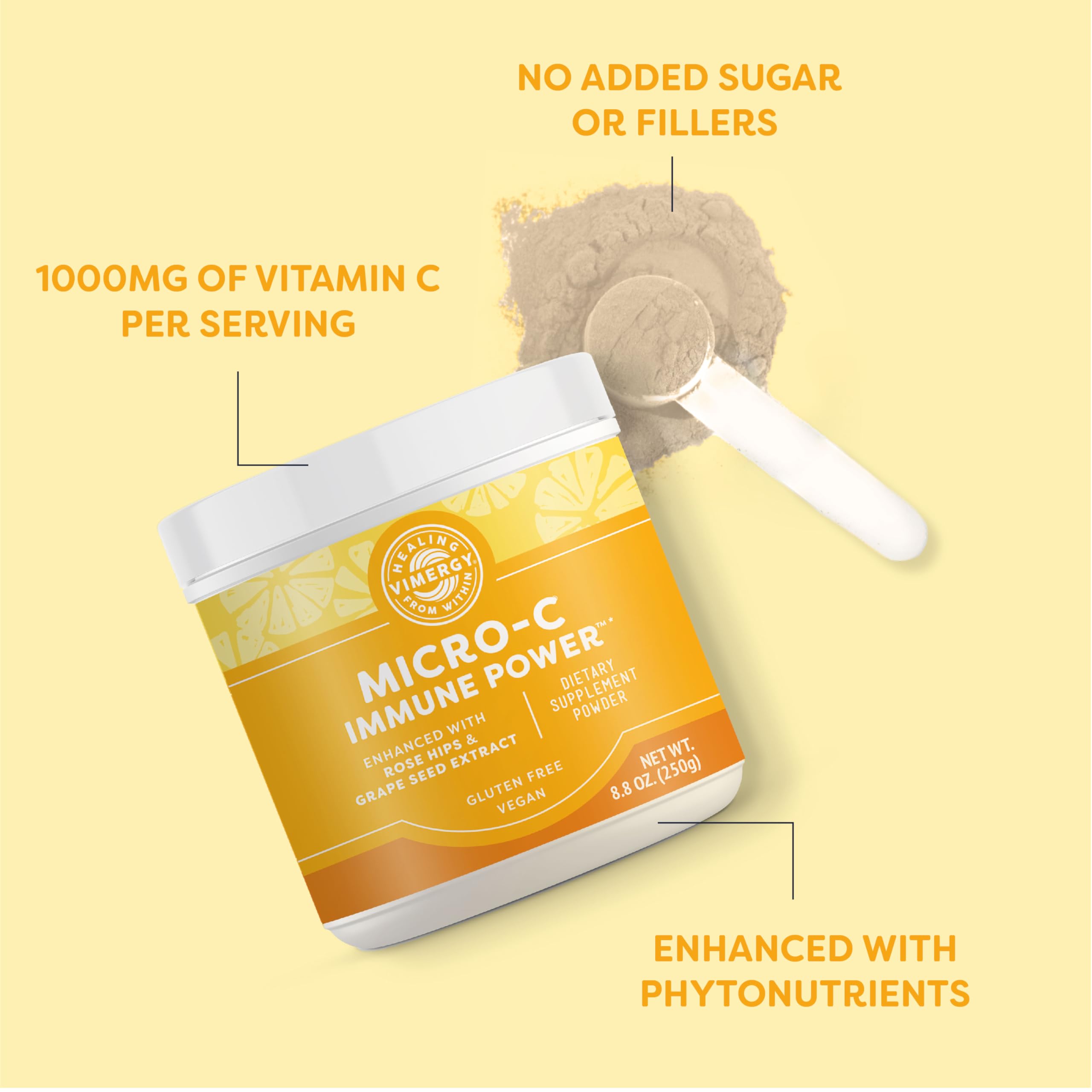 Vimergy Micro-C Immune Power Powder – 250g, 69 Servings, 2000mg Vitamin C