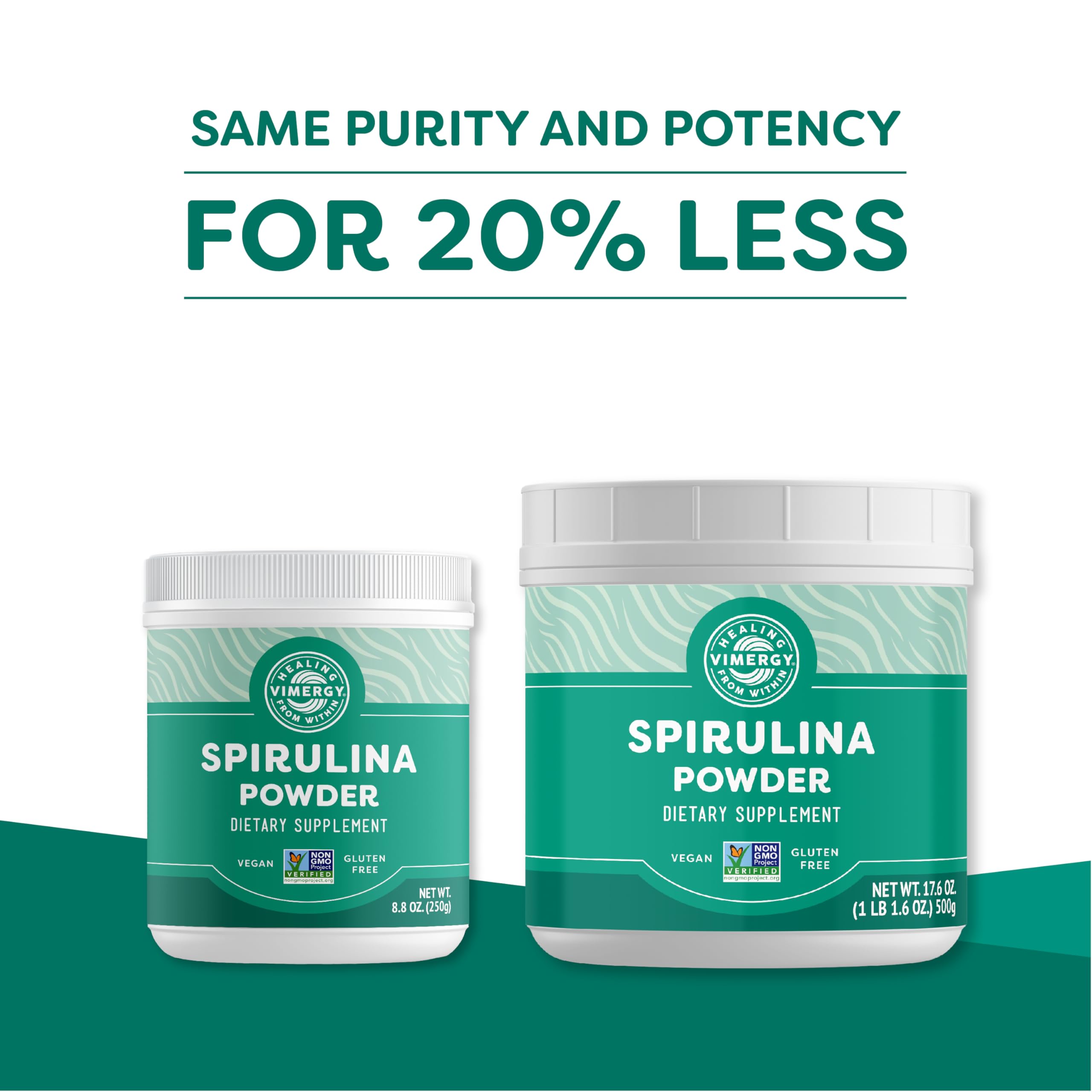 Vimergy Spirulina Powder 500g – 166 Servings | Plant Protein, Non-GMO, Gluten-Free, Vegan & Paleo