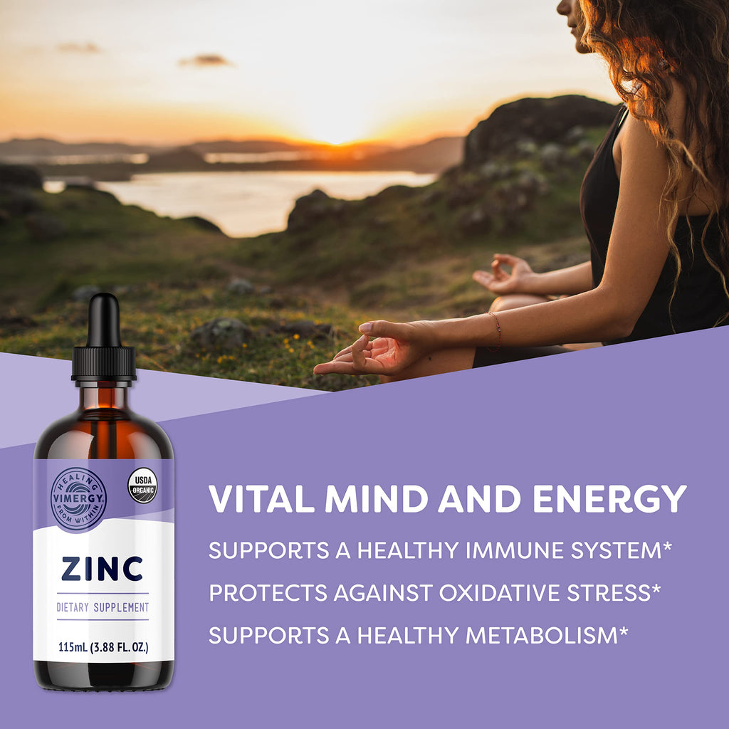 Vimergy Organic Zinc Drops – 7.5 mg Liquid Zinc for Immune Support