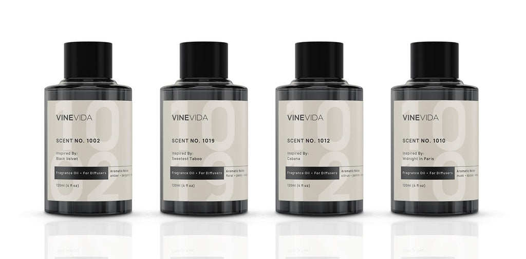 VINEVIDA 4-pk Hotel Fragrance Collection – Cold Air Diffuser Scents 1002, 1019, 1012 & 1010