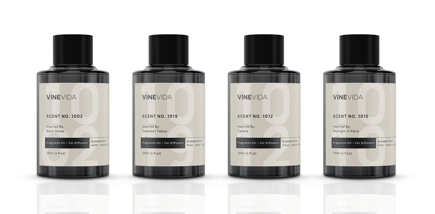 VINEVIDA 4-pk Hotel Fragrance Collection – Cold Air Diffuser Scents 1002, 1019, 1012 & 1010