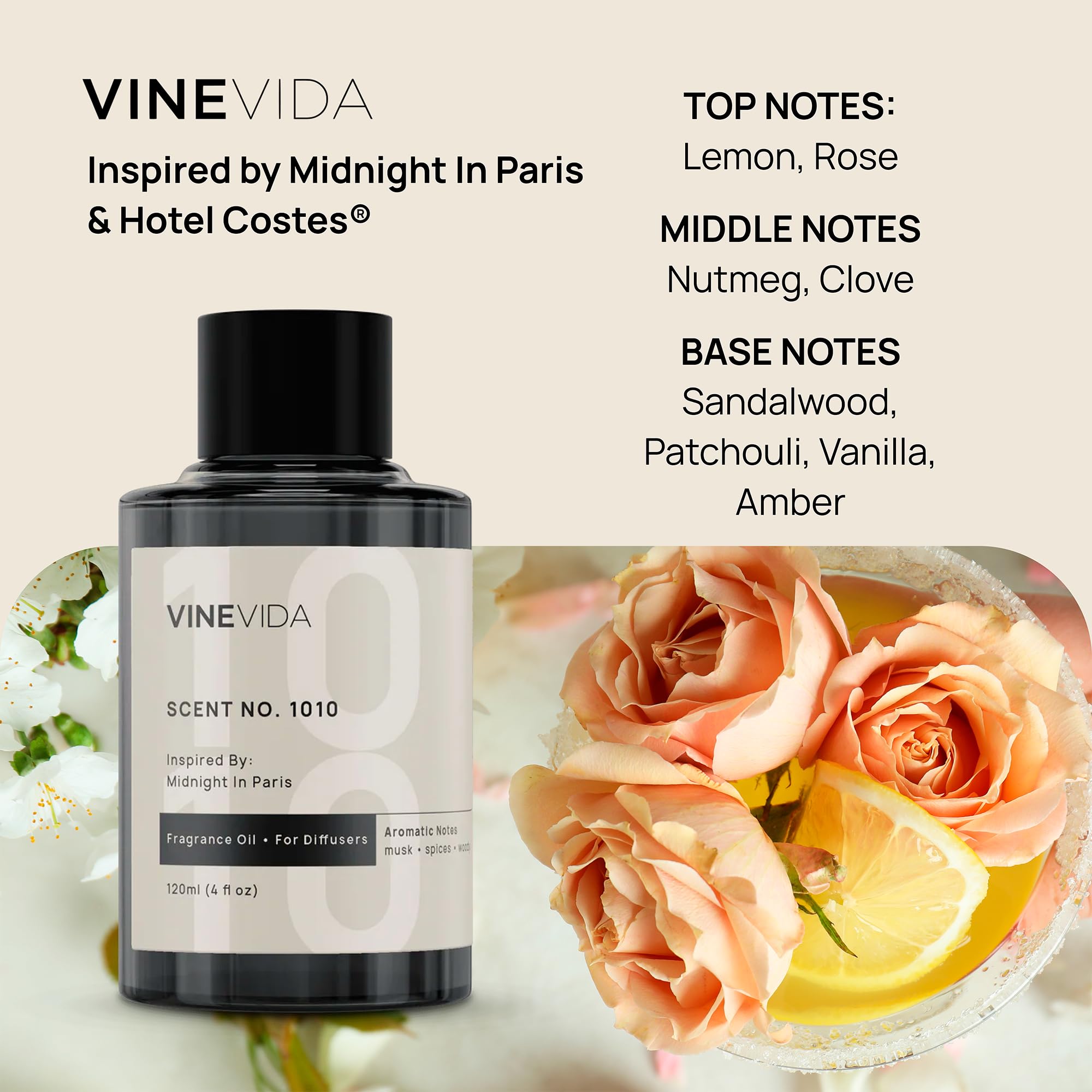 VINEVIDA 4-pk Hotel Fragrance Collection – Cold Air Diffuser Scents 1002, 1019, 1012 & 1010