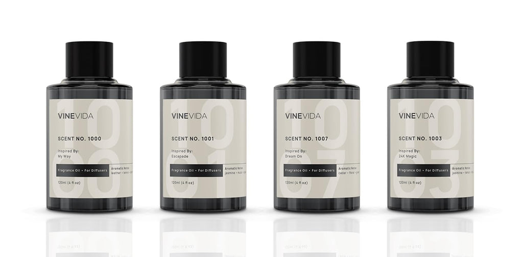 VINEVIDA Pack of 4 Hotel Fragrance Diffuser Oils | No. 1000, 1001, 1007, 1003