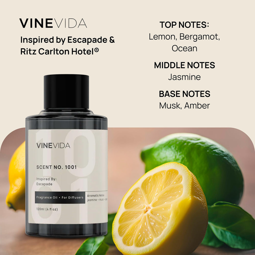 VINEVIDA Pack of 4 Hotel Fragrance Diffuser Oils | No. 1000, 1001, 1007, 1003
