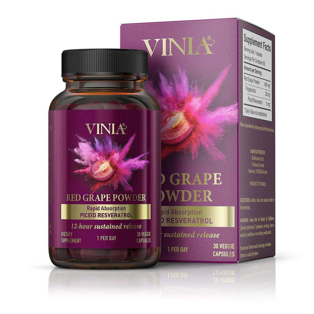 VINIA Piceid Resveratrol Supplement – Blood Flow & Heart Health (Non-GMO, 30 Count)
