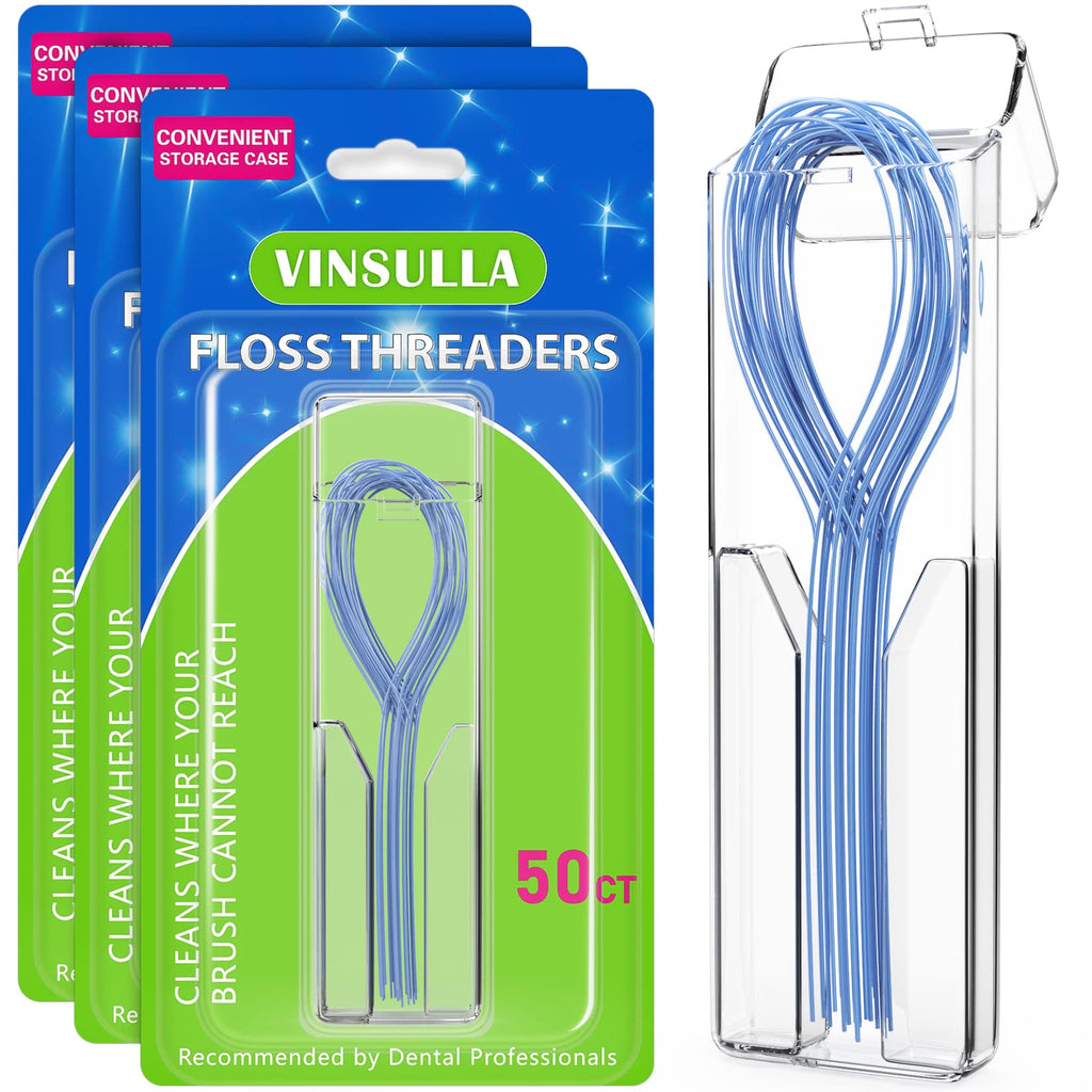 VINSULLA Floss Threaders for Braces, Bridges & Implants - 50 Count (Pack of 3)