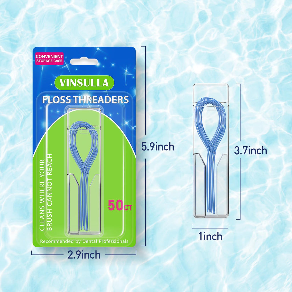 VINSULLA Floss Threaders for Braces, Bridges & Implants – 300 Count (Pack of 6)
