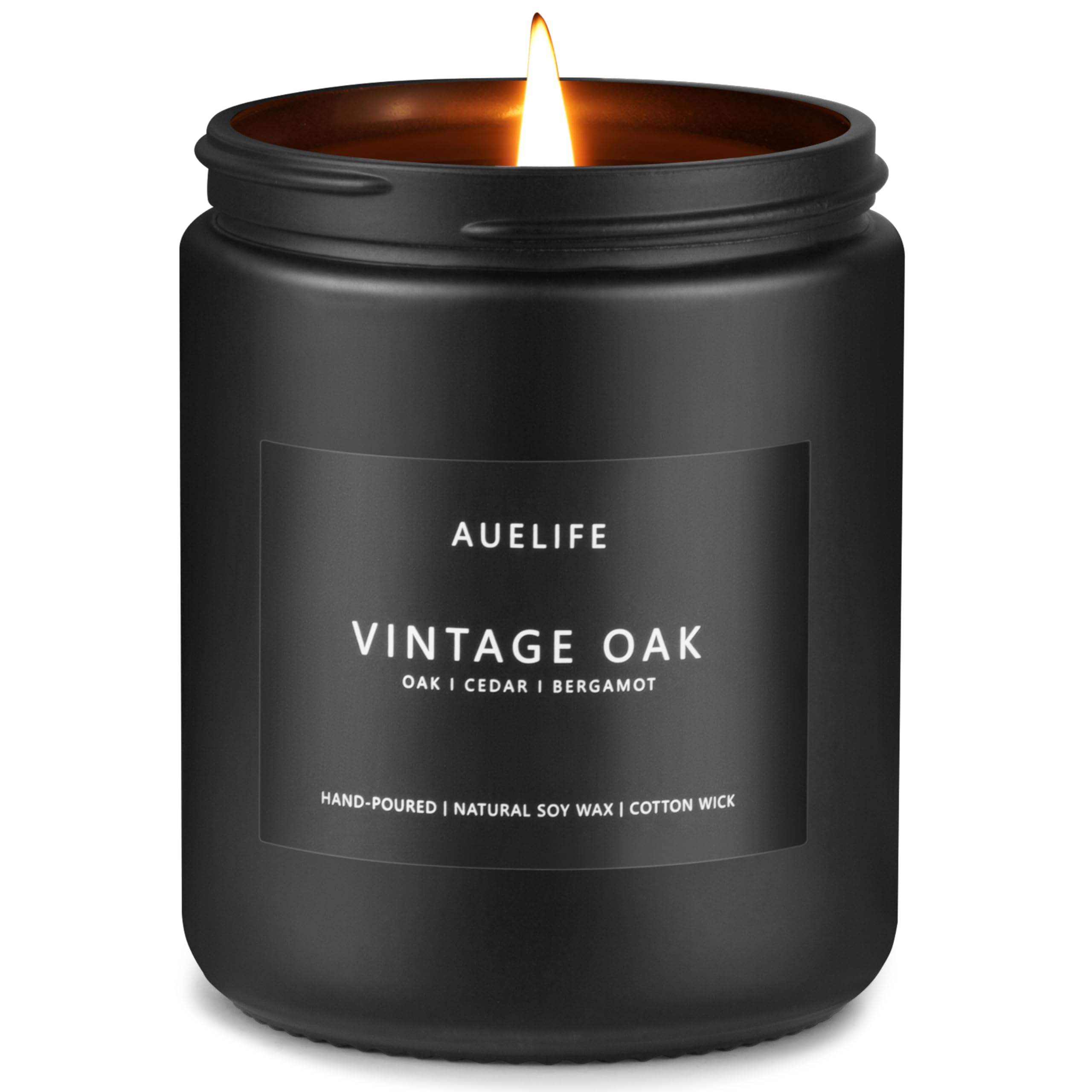 Scented Candles for Men | Vintage Oak Candle | 7oz Black Jar