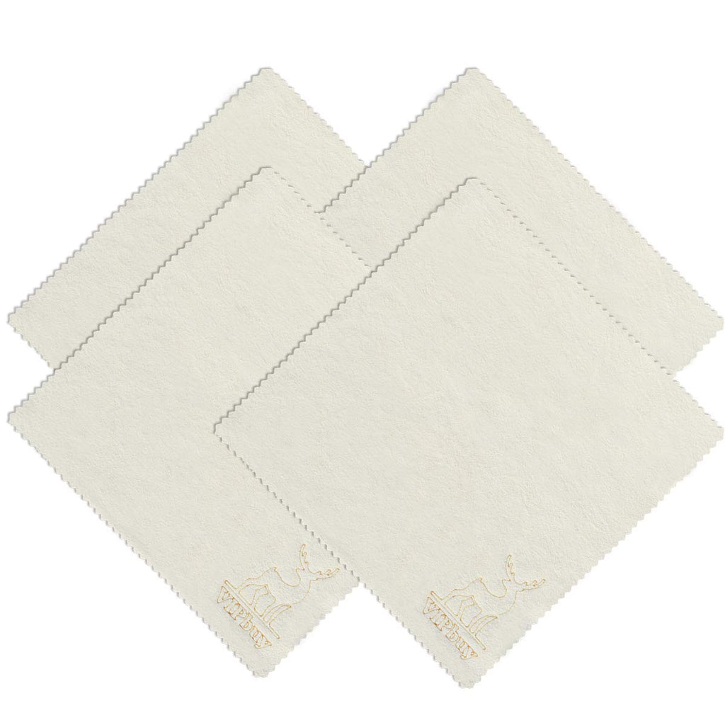VIPbuy 4 Pack Natural Chamois Cleaning Cloths (8x8) for Glasses & Screens