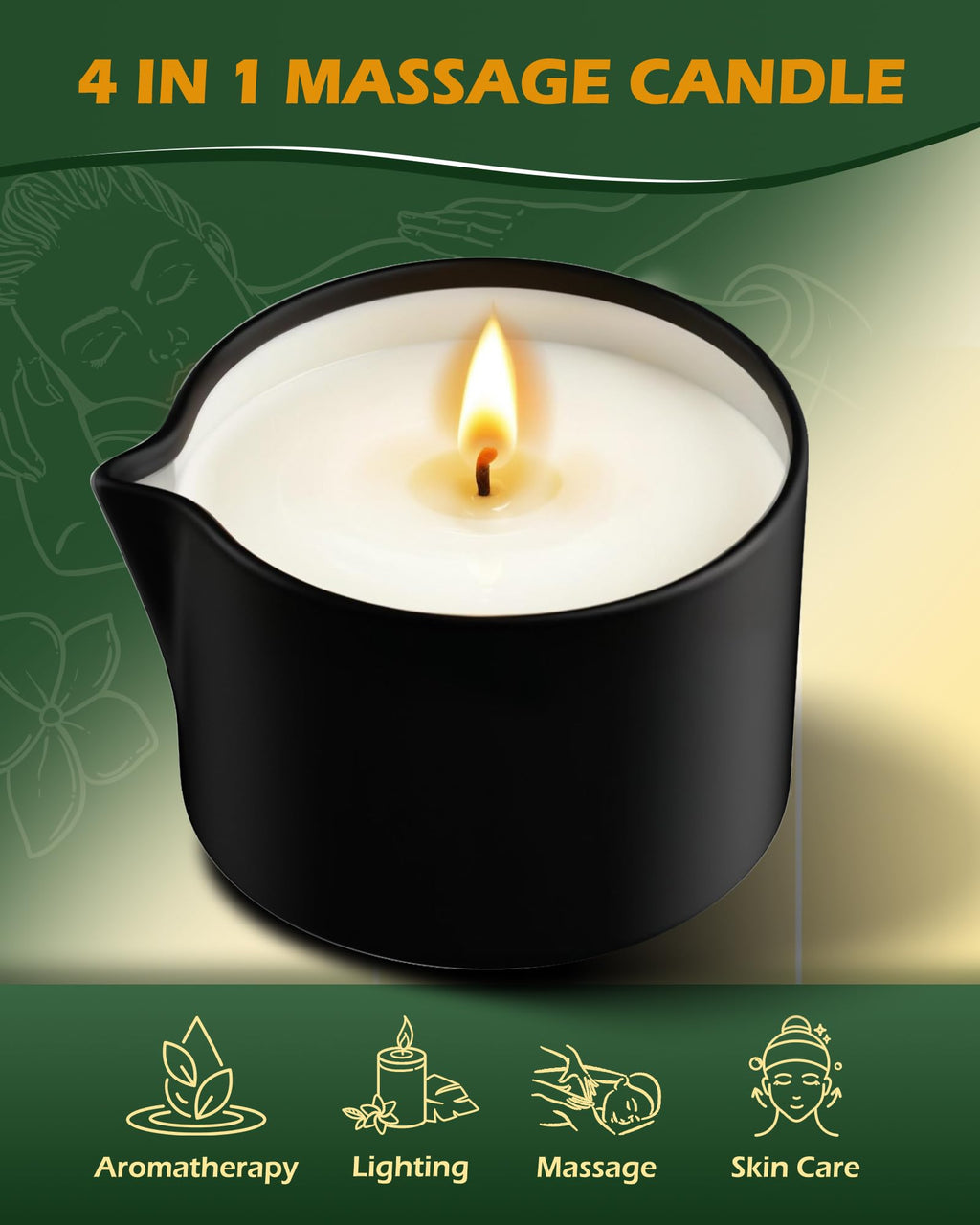 VIPwax Soybean Wax Warming Massage Oil Candle – Vanilla Scent, 2.35 oz