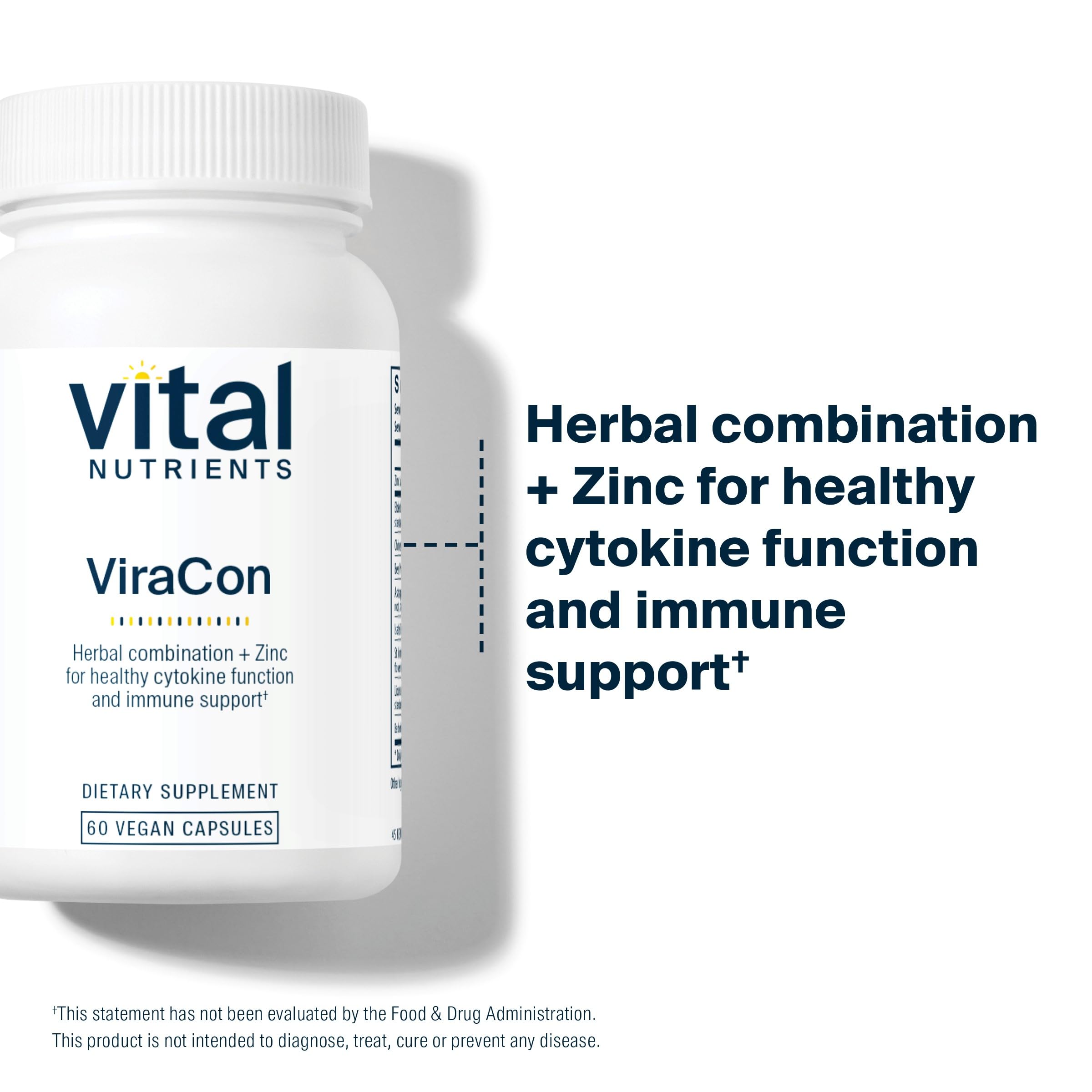 Vital Nutrients ViraCon | Vegan Immune Support with Zinc, Elderberry & Licorice Root | 60 Capsules