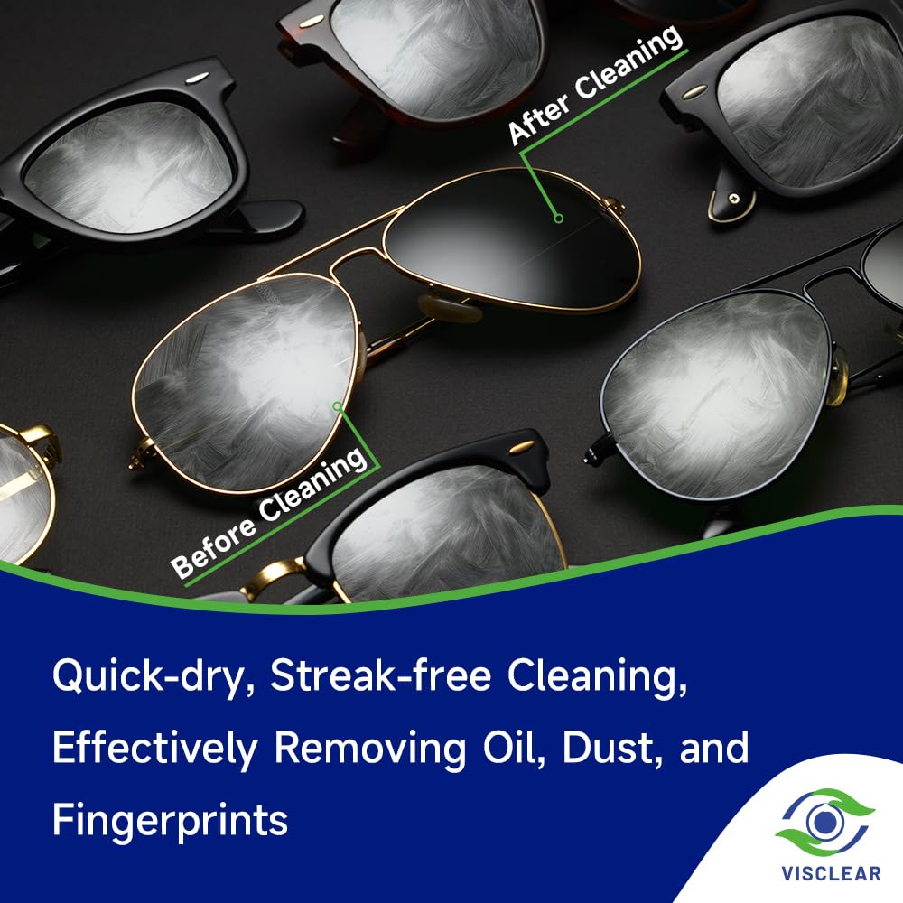 VisClear Eyeglass Cleaner Wipes – 200 Count, Ocean Scent, Scratch-Free & Safe for Prescription Lenses
