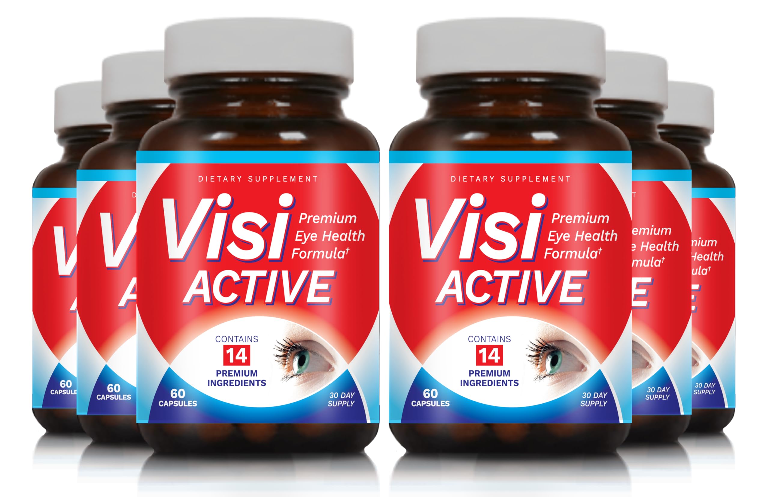 VisiActive Vision Support – Eye Health Formula with L-Tartrate, Resveratrol & Blueberry Extract | 60 Capsules (6 Pack)