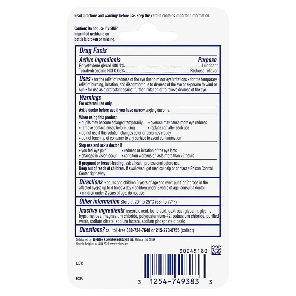 Visine Advanced Relief Redness Reliever Eye Drops, 0.28 oz | Compact Redness-Relief for Eyes