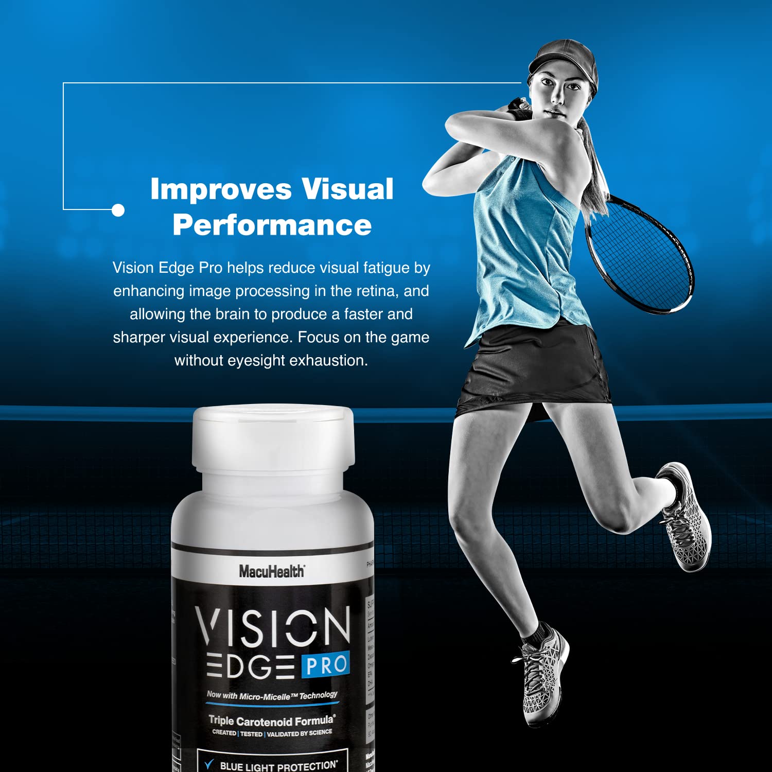 VISION EDGE PRO Eye Supplement for Athletes | Lutein, Zeaxanthin & Meso-Zeaxanthin + Omega-3 — 90 Softgels